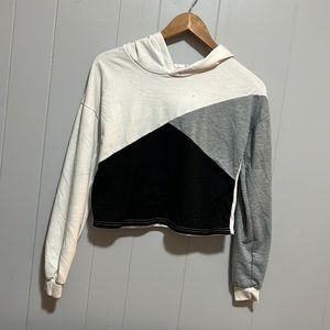 Split Color Cropped Hoodie